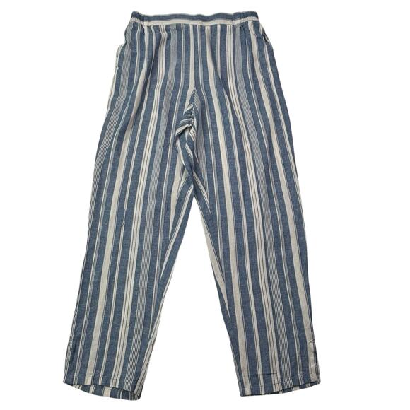 Anthropologie Maeve Women's Size 8 Striped Linen Blend Elastic Waist‎ Crop Pants - Picture 14 of 16